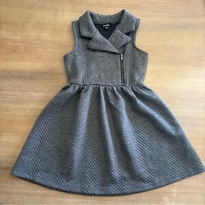 Zunie Girls Gray Jacquard Knit Sleeveless Dress with Collar + Zipper, Size 6